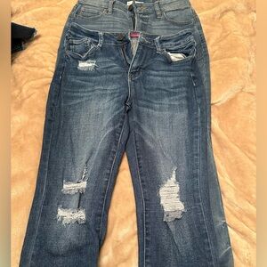 Women's Distressed Blue Jeans